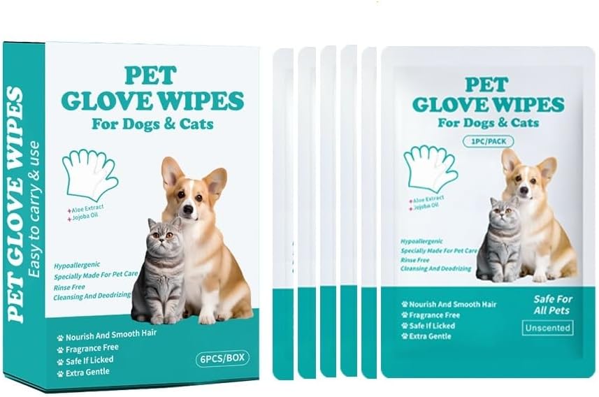 Pet Grooming Glove Wipes, 20pcs Disposable Cleaning Gloves for Dog Bath, Unscented, Deodorant Bath Gloves, No-Rinse, Extra Large, Thickened Wipes for Dog Cat Daily Care, Traveling - Image 2
