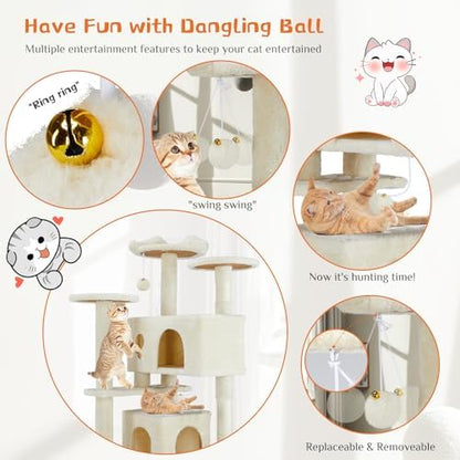 Sweetcrispy 54-inch Cat Tree Tower with Scratching Posts, Indoor Use - Image 2