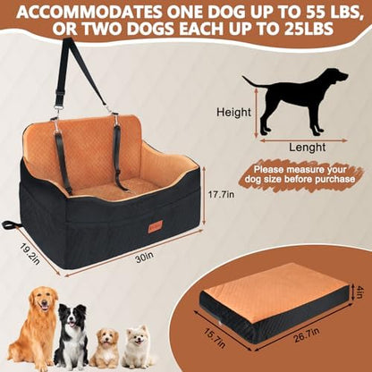 Vivifying Large Dog Car Seat for Back Seat, 4 in Cushion Booster Bed, Brown - Image 3