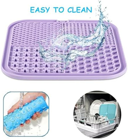 Lick Mat for Dogs Cats, 7.9" Large Licking Pad, Food Grade Silicone Slow Feeder Mat with Strong Suction Cups, Anxiety Relief Lick Pad for Bathing Grooming Training, 4 Pack - Image 5