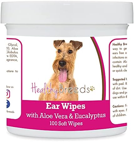 Healthy Breeds Irish Terrier Ear Cleaning Wipes with Aloe & Eucalyptus for Dogs 100 Count by HealthyBreeds
