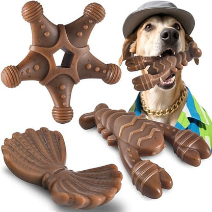 NEZIN Dog Toys for Aggressive Chewers, Indestructible Toys for Large Dogs, Dog Chew for Large Medium Small Breed, 3 Pack Super Chewer with Tough Nylon, Gift for Dogs by NEZIN