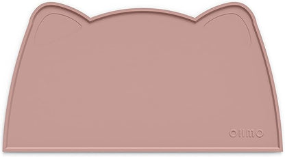 OHMO - Cat Food Mat, Silicone Pet Feeding Mat for Floor Non-Skid Waterproof Dog Water Bowl Tray, Easy to Clean Pet Placemat(Rose, 20 * 12")