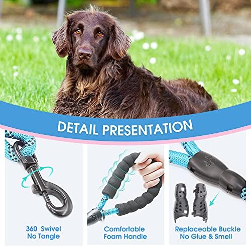 BAAPET 2/4/5/6 FT Dog Leash with Comfortable Padded Handle and Highly Reflective Threads for Small Medium and Large Dogs (2FT-1/2'', Blue) - Image 3