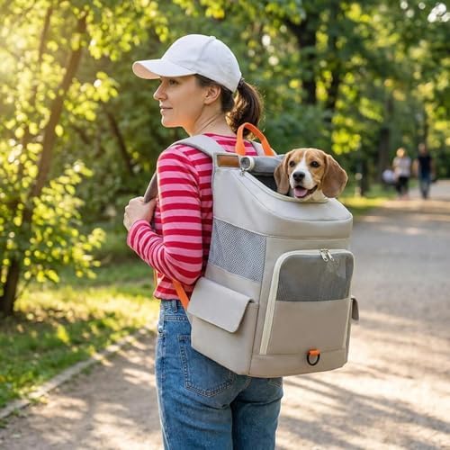 Small Dog Cat Backpack Carrier, Soft Large Space Cat Bubble Backpack, Breathable Cat Carrier, Shaded Dog Backpack Carrier for Travel (White Backpack) - Image 5