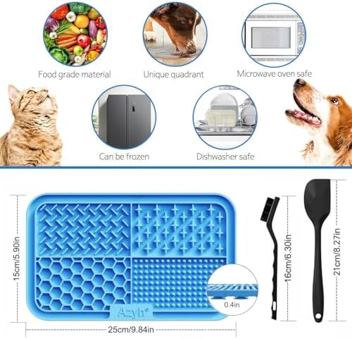 Azyh Licking Mat for Dogs & Cats 2 Pack, Slow Feeder Lick Pat for Large Dogs and Puppies, Anxiety Relief Dog Toys Feeding Mat for Butter Yogurt Peanut, Pets Bathing Grooming Training Mat (9.9'' × 6'') - Image 3
