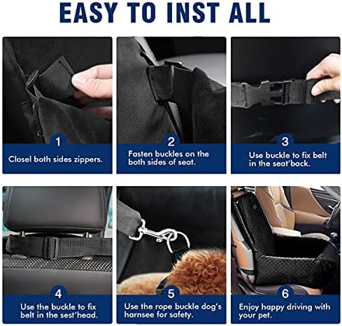 Dog Car Seat Pet Booster Seat Pet Travel Safety Car Seat,The Dog seat Made of Materials is Safe and Comfortable, and can be Disassembled for Easy Cleaning (Black) - Image 6