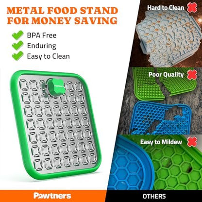 Pawtners Stainless Steel Large Lick Mat for Dogs, 2 Pack, Green - Image 3