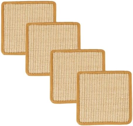 SHENGOCASE 4-Pack 10" x 10" Sisal Cat Scratching Mat Pad with Hook & Loop Tapes for Wall Couch, Window Perch, Cat Wall Furniture Shelves by SHENGOCASE