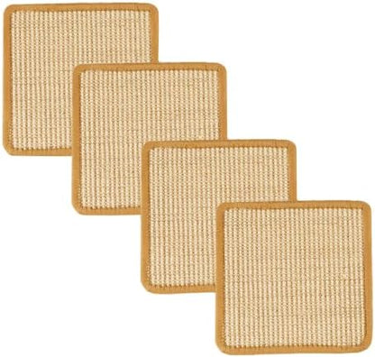 SHENGOCASE 4-Pack 10" x 10" Sisal Cat Scratching Mat Pad with Hook & Loop Tapes for Wall Couch, Window Perch, Cat Wall Furniture Shelves by SHENGOCASE