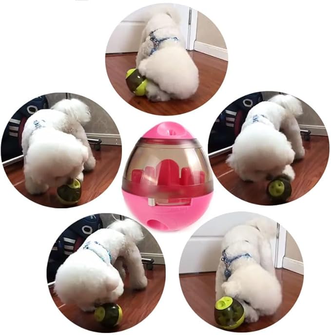 Interactive Dog Treat Toy Adjustable Treat Dispensing Ball Food Dispenser Tough Slow Feeder Puppy Enrichment Training Toy Pet Interactive Chase Toys for Small Medium Dogs Gift for Pets (Red)
