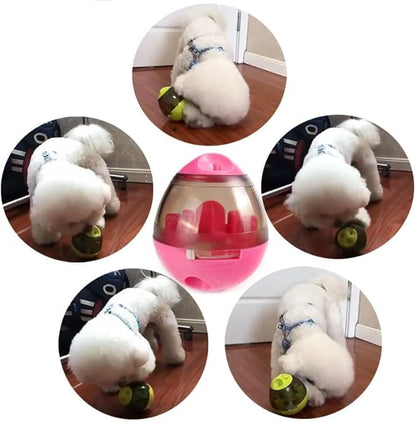 Interactive Dog Treat Toy Adjustable Treat Dispensing Ball Food Dispenser Tough Slow Feeder Puppy Enrichment Training Toy Pet Interactive Chase Toys for Small Medium Dogs Gift for Pets (Red)
