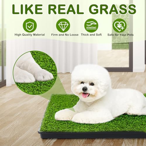 Dog Grass Pad with Tray, 23''X17'' Large Artificial Turf Grass Potty, Reusable Puppy Pee Pads for Dogs, Portable Dog Litter Box for Indoor/Outdoor Potty Training Toilet - Image 4