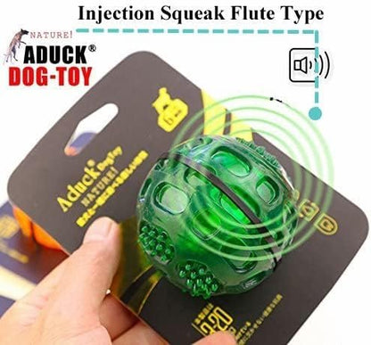ADUCK Squeaky Dog Chew Ball Toys, [Meteorites Bouncy Series] Bite Resistant Fetch Ball for Aggressive Chewers, Non-Toxic Soft Rubber, Cute Crystal Design - 3.15 Inches (4 Colors)