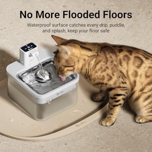 DownyPaws Cat Food Mat,Silicone Waterproof Feeding Mat, 18"×12.5", Almond - Image 3