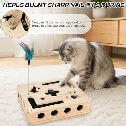 Cat Scratch Puzzle Enrichment Box,Cat Claw Care,Stress-Free Trimming Nails - Image 4