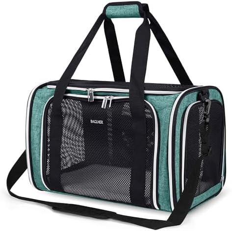 BAGLHER Pet Travel Carrier, Cat Carriers Dog Carrier for Small Medium Cats Dogs Puppies, Airline Approved Small Dog Carrier Soft Sided, Collapsible Puppy Carrier. Green by BAGLHER