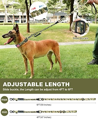 Hotsky Tactical Bungee Shock Absorbing No Pull Dog Leash,Blue Camo,4-6FT - Image 6