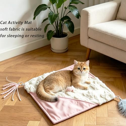 Cat Crinkle Play Mat with Catnip Interactive Cats Activity Mat for Indoor - Image 2