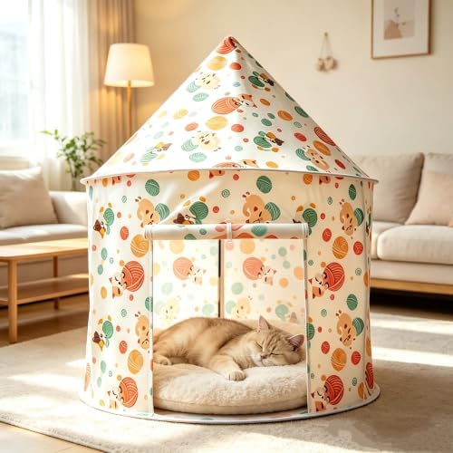 Cat Bad Pop Up Collapsible Yurt Tent, Pet Rest Hut for Indoor - Image 5