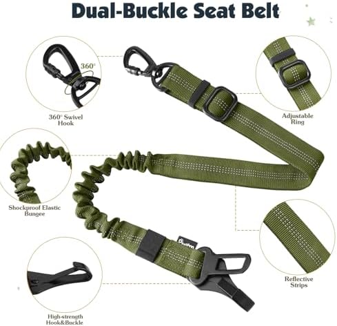 Pawaboo Dog Seat Belt Harness for Car, Seatbelt Harness with 2 in 1 Buckle - Image 3