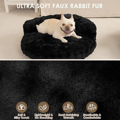 EHEYCIGA Soft Cat Couch Bed for Indoor Cats, Fluffy Small Dog Bed with Removable Washable Cover, Bolster Pet Sofa, Waterproof and Non-Slip, 26" x 26"x 8", Black - Image 4