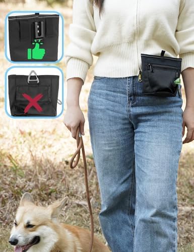 Gobeigo 2 Cup Dog Treat Pouch with Silicone Insert Bag& Clicker(Raven) - Image 4