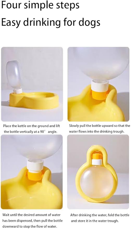 Pet Water Bottle, Portable Dog Water Bottle, Collapsible Leak Proof Puppy Drinker for Outdoor Walking, Traveling, Food Grade Plastic, 12 oz, Yellow