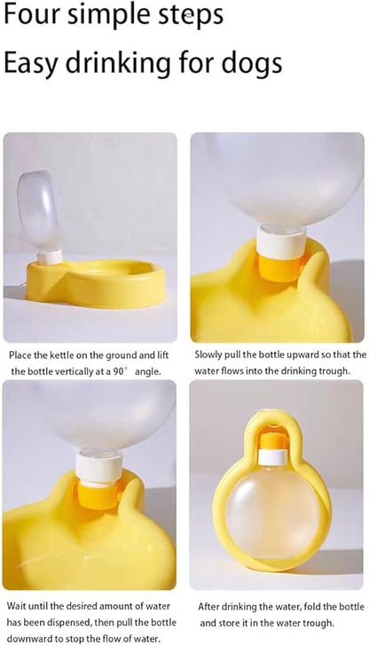 Pet Water Bottle, Portable Dog Water Bottle, Collapsible Leak Proof Puppy Drinker for Outdoor Walking, Traveling, Food Grade Plastic, 12 oz, Yellow