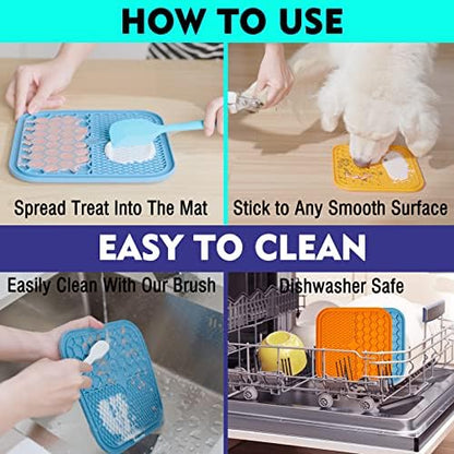 Dog Licking Mat, 3 Pcs Large Licking Mat for Dogs with Suction for Anxiety, Peanut Butter Dog Licking Mat Slow Feeder Dispensing Treater Lick Pad for Dogs Cats Grooming Bathing and Training - Image 4