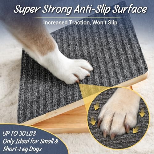 Dog Ramp for Stairs 4 Pack, Adjustable Wooden Stair Wedges for Small Dogs, Foldable Indoor Dog Stair Ramp with Triangular Support and Non-Slip Pads for Senior and Short-Legged Pets - Image 2