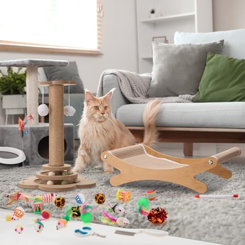 Seenelling 25 Pcs Kitten Starter Kit for Indoor Cats Include Cat Scratching Post, Sisal Scratcher Bed, Brushes, Nail Clipper, Balls for Indoor Kittens Supplies Accessories Welcome Gift - Image 4