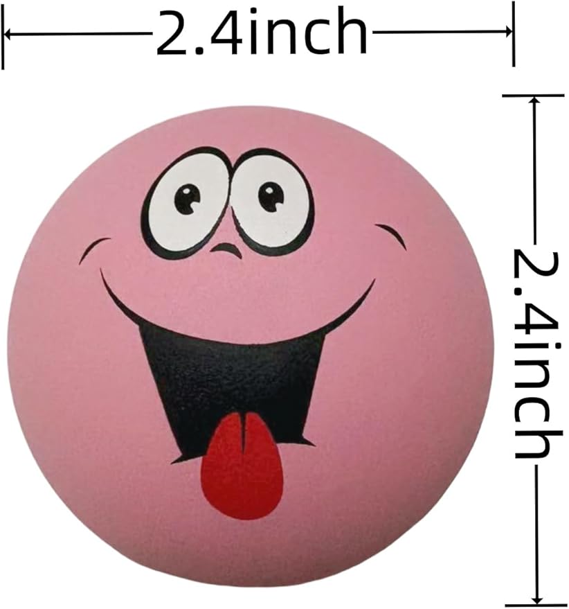 4 Pack Squeaky Balls for Dogs, 2.4 Inch Eco-Friendly Rubber Dog Squeaky Toy,Interesting Expression patternsToys for Dogs (Orange, Green, Pink, Light Blue)