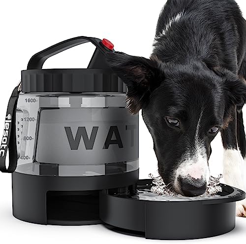 lesotc Portable Dog Water Bottle, 56oz Large Travel Water Bowl Dispenser for Dogs Camping Beach Walking Essentials, Big Pet Bottles Hiking Traveling Park Car Trips Accessories for On the Go, BPA Free by lesotcbrand