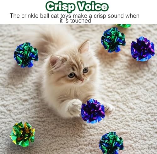 100 Pcs PVC Crinkle Balls Cat Toys 2.36" Interactive Crinkle Ball, Colorful Balls Chew Toy for Cat Chase Ball Toys Attract Cats for Indoor Cats and Kittens to Keep Fit and Active(Colors Random) - Image 5