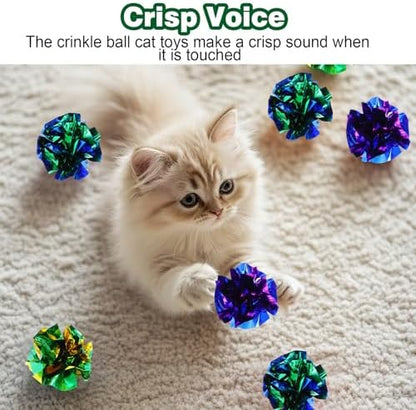 100 Pcs PVC Crinkle Balls Cat Toys 2.36" Interactive Crinkle Ball, Colorful Balls Chew Toy for Cat Chase Ball Toys Attract Cats for Indoor Cats and Kittens to Keep Fit and Active(Colors Random) - Image 5