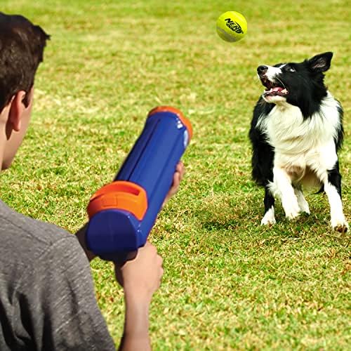Nerf Dog 12in Blaster w/o Ball Clip 3 2in Squeak Tennis Balls - Opaque Blue/Orange/Gray and Orange and Blue and Green, Small - Image 5