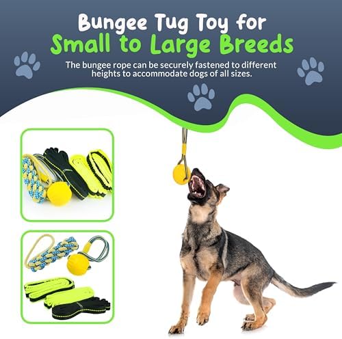 Bungee Tug Toy for Dogs - Outdoor Tree Rope Tether Tug 5 Pack - Spring Pole Dog Toy for Small to Large Breeds - Backyard Flirt Pole Exercise Toy - Image 2