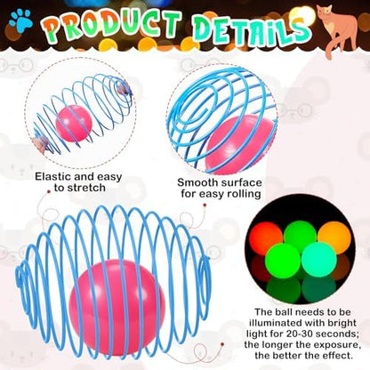 Jecery 5 Pcs Cat Toys Spring,Glow Ball,Multicolor - Image 3