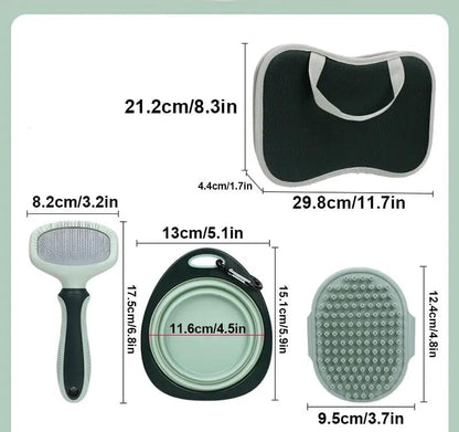 Lukshalse 8 in 1 Pet Grooming Rake and Dematting Comb, Pet Dog Cat Bowl Toothbrush Comb Set Effective Float Hair Remover Clean Tool - Image 3