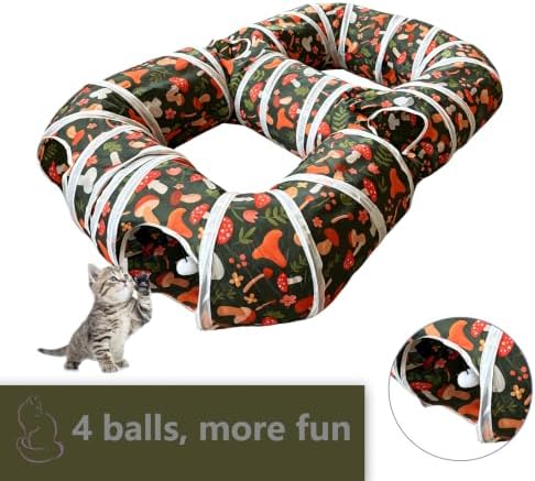 8-Shaped Cat Tunnel Toy Interactive Foldable Playhouse Maze Toys for Cats, Kittens, Rabbits & Small Pets with Playing Balls Collapsible Play Tube for Indoor Fun & Exercise (Brown) - Image 5