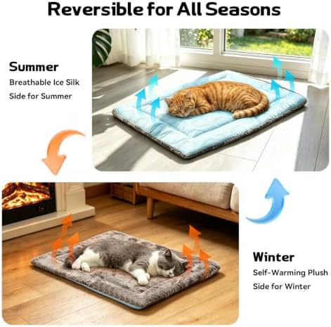Cooling Mat for Cats, Self Warming Cat Bed, Reversible Warm & Cooling Cat & Small Dog Bed, Washable Dog Crate Pad, Dual-Sided Year Round Pet Pad for Cats Kittens Small Medium Dogs, Ideal for Crate - Image 2