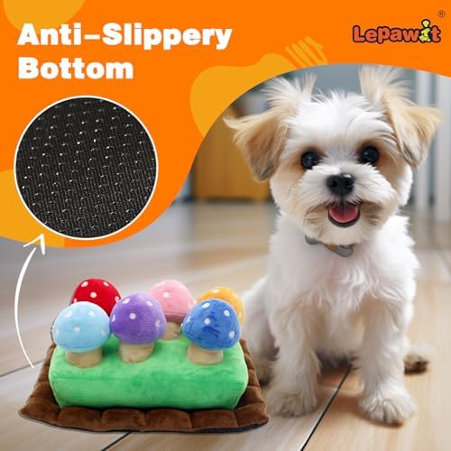 Hide and Seek Dog Toys, Squeaky Interactive Puzzle Dog Toys for Boredom and Stimulation, Dog Enrichment Toys for Small and Medium Dogs (Mushrooms, Pack of 7) - Image 4