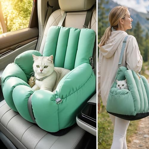 Convertible Pet Car Seat and Carrier, Cat Carrier Pouch, Portable Travel Bed for Cats and Small Dogs,Puppy Car Seat,Winter Warm cat Carrier Backpack,Small Dog Cars Seat - Image 2