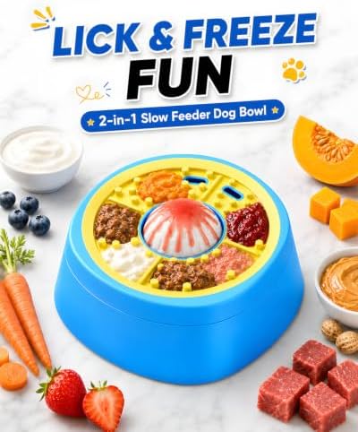 Interactive Slow Feeder Dog Bowl with Rolling Lick Ball for Liquid Treats - Image 2