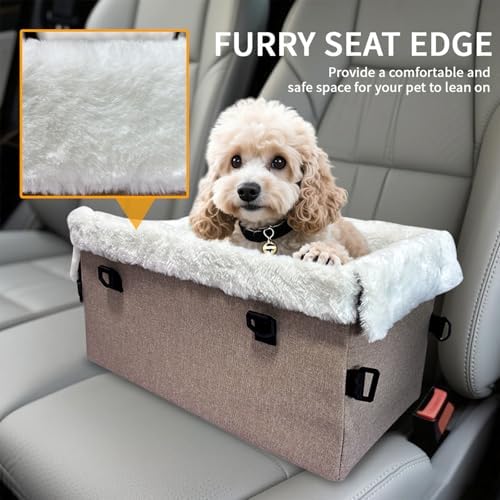Center Console Dog Car Seat for Small Dogs with Soft Plush Fabric - Image 2