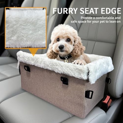 Center Console Dog Car Seat for Small Dogs with Soft Plush Fabric - Image 2