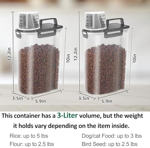 2 Pack 3 Lbs Pet Dog Cat Food Bird Seed Storage Containers for Travel -Grey - Image 3