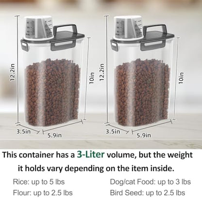 2 Pack 3 Lbs Pet Dog Cat Food Bird Seed Storage Containers for Travel -Grey - Image 3