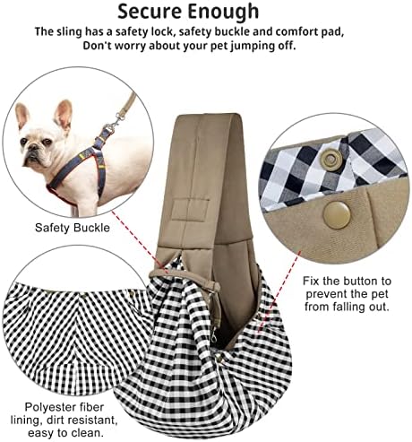 CUBY Dog and Cat Sling Carrier - Hands Free Reversible Pet Papoose Bag - Soft Pouch and Tote Design - Suitable for Puppy, Small Dogs Cats Outdoor Travel(Khaki, Unadjustable Strap) - Image 4